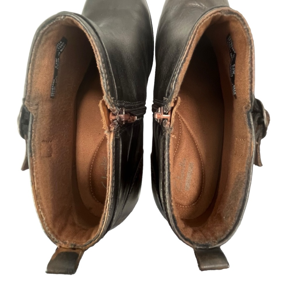 Clarks Women 9.5W Malia Hawthorn Brown Leather Side Zip‎ Ankle Boot - Picture 11 of 13